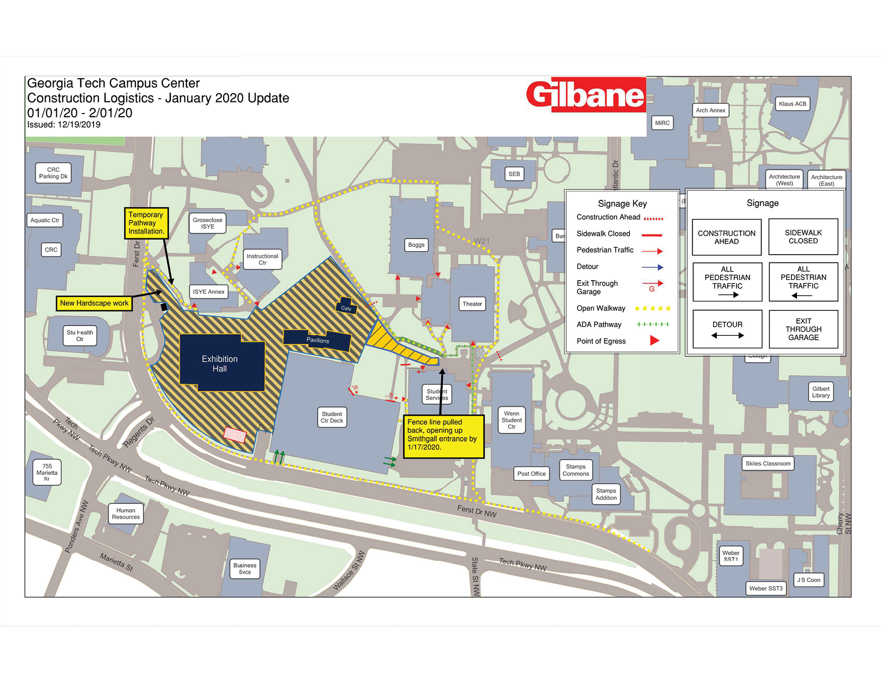 Map of construction logistics for the month of January 2020