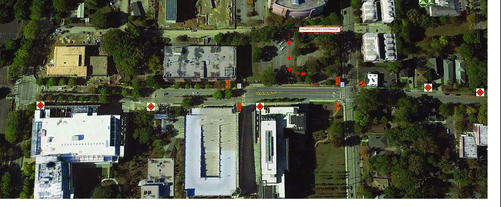 map of traffic control plan for entrance closure of GTRI 