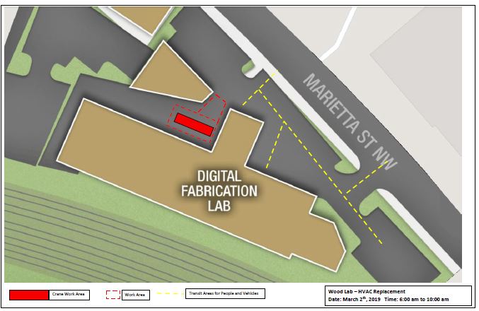 map of crane staging at Wood Lab building March 2 - Image 2