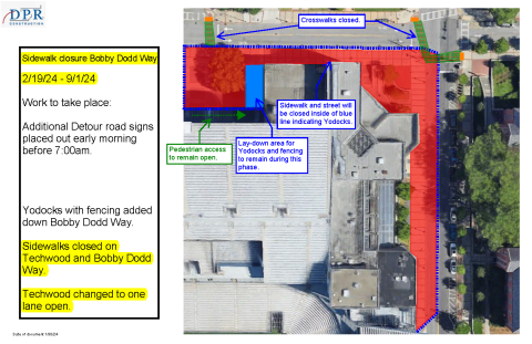 SAPC Construction Bobby Dodd Way Sidewalk Closure SAPC Construction Bobby Dodd Way Sidewalk Closure
